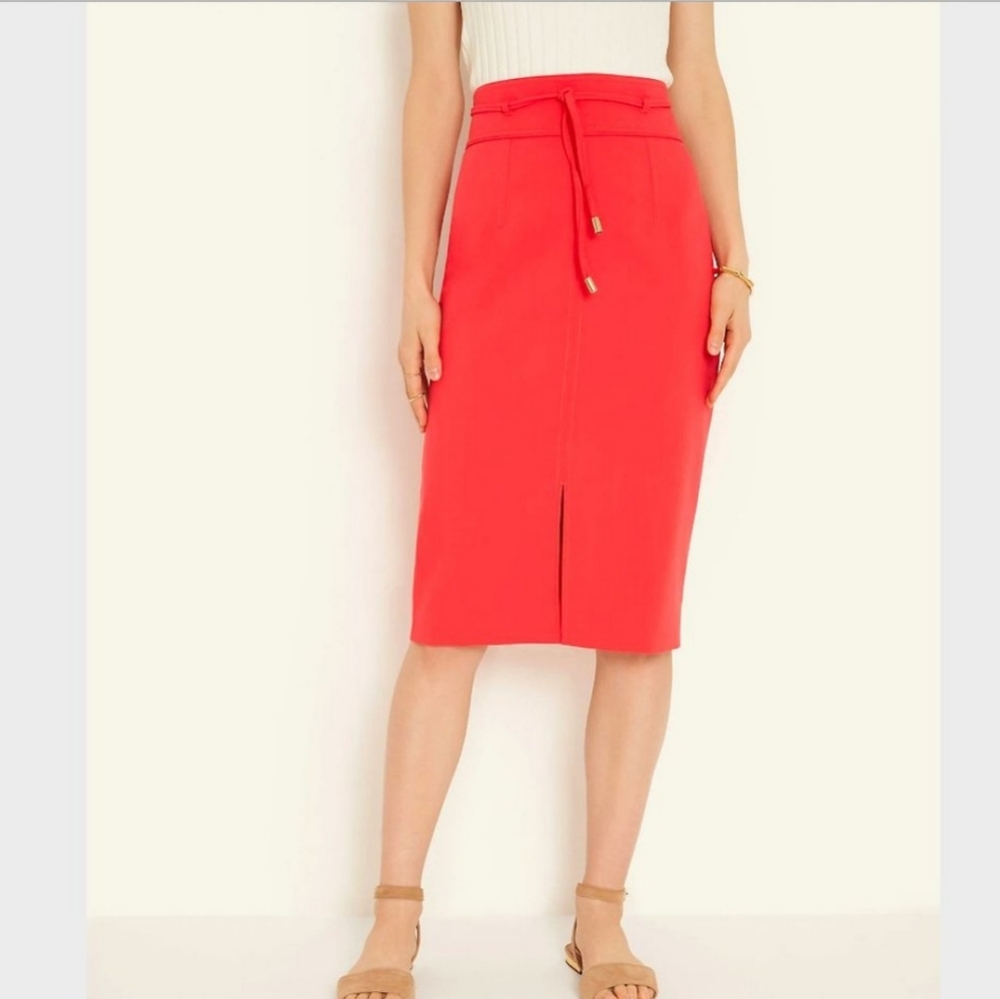 NEW Ann Taylor Front Slip Red Pencil Skirt Size 10